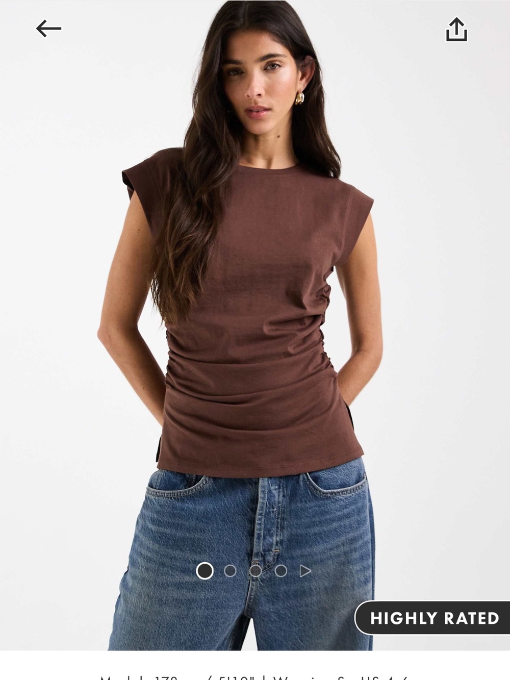 ASOS DESIGN corset waist sharp shoulders tank top in brown